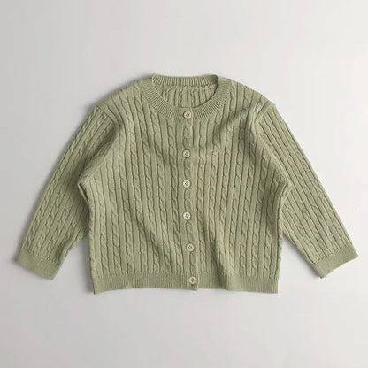 カーディガン・パーカー Green / 12M  80CM キッズカーディガン リブニットシンプル丸襟カーディガンジャケット【mh0008952】