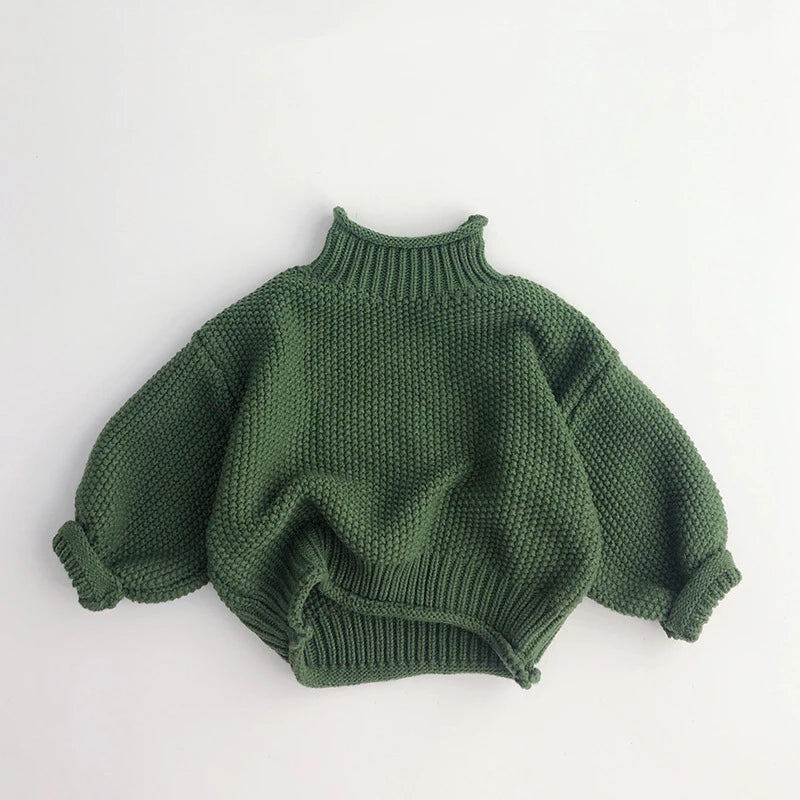 ニット・セーター Green / 80cm キッズセーター ニットハイネックプルオーバー ルーズトップス 4カラー ユニセックス 男の子 女の子 子供服【mh0003248】