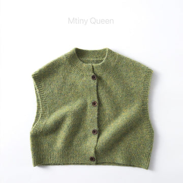 ベスト Green / 80cm レトロフロントボタンニットベスト【mh0011090】