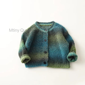 カーディガン・パーカー Green / 80cm グラデーションモヘア風ニットカーディガン【mh0011275】