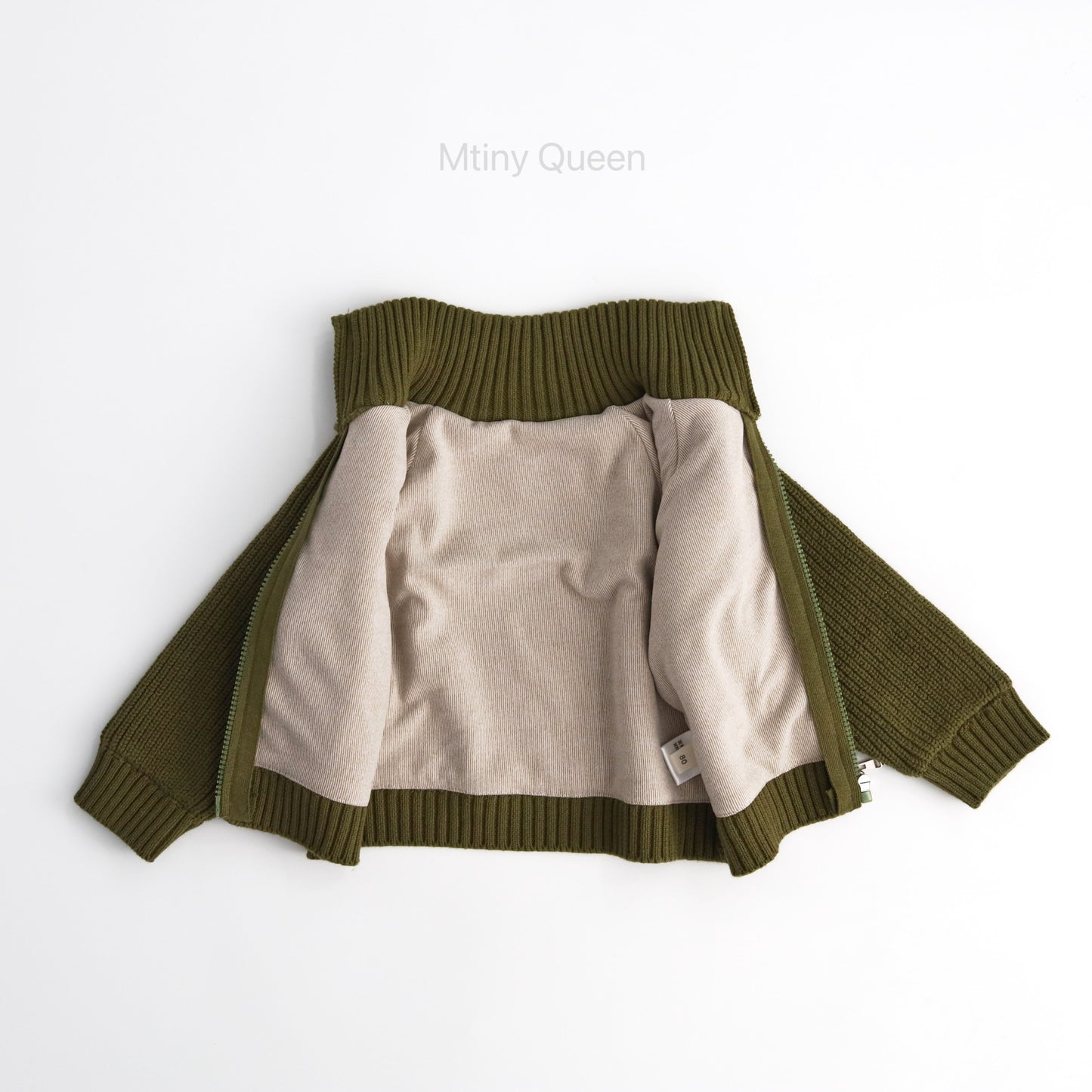 カーディガン・パーカー Green thick cotton / 80cm ニットカーディガン ジップアップジャケット【mh0011782】