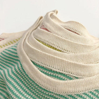 タンクトップ・キャミソール・ノースリーブトップス キッズ ボーダー サマーニット キャミソール トップス レッド グリーン イエロー ユニセックス【mh0002076】