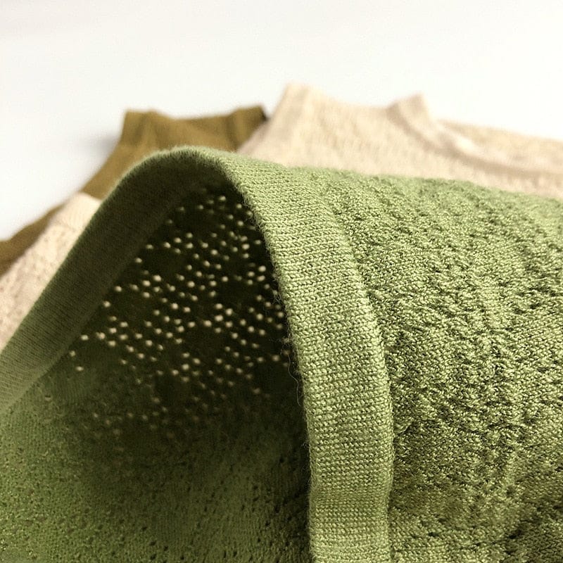 タンクトップ・キャミソール・ノースリーブトップス キッズ レースニット 透け感 タンクトップ ベスト トップス キャメル ベージュ グリーン ユニセックス【mh0002077】