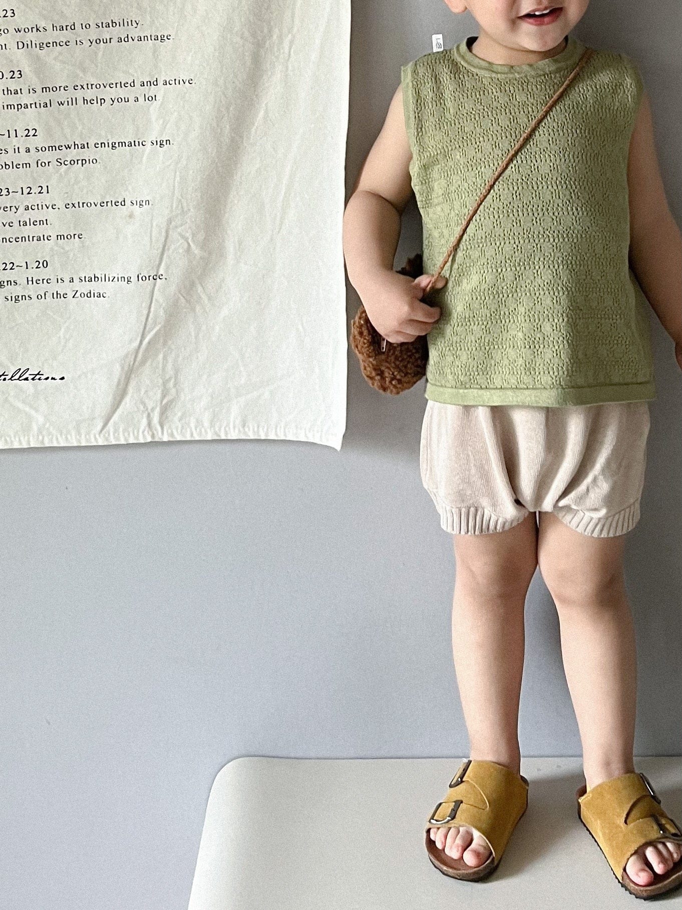 タンクトップ・キャミソール・ノースリーブトップス キッズ レースニット 透け感 タンクトップ ベスト トップス キャメル ベージュ グリーン ユニセックス【mh0002077】