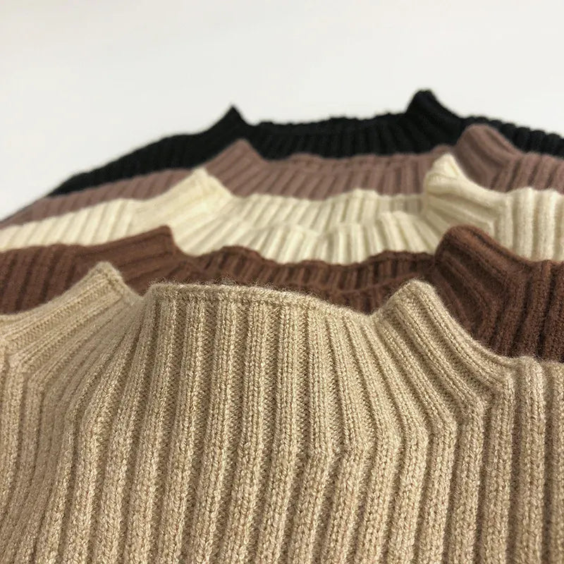 ニット・セーター キッズトップス ニットハイネックカットソー 首元ゆったり 無地 シンプル ベーシック【mh0003473】