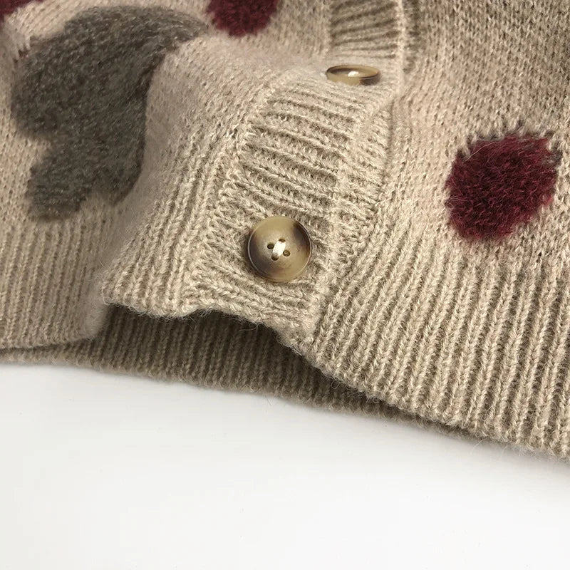 カーディガン・パーカー キッズカーディガン ニットセーター 雲ドット水玉刺繍【mh0004201】