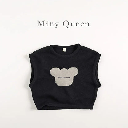 ノースリーブセットアップ キッズトップス/パンツ ベアくまニットベスト/ニットハーフパンツ【mh0006836】