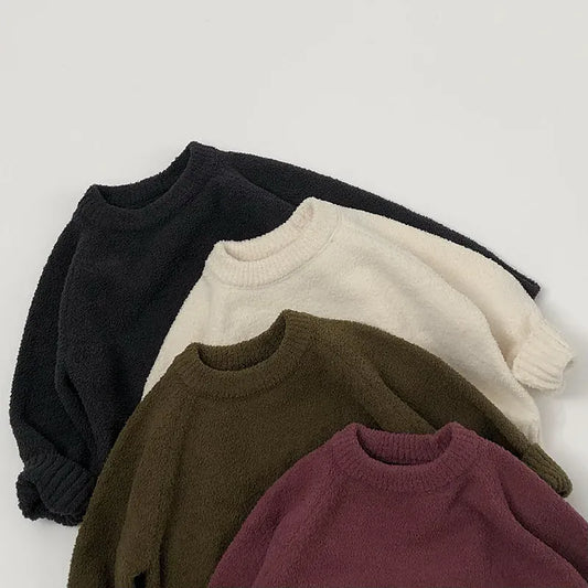 ニット・セーター キッズトップス スモーキーカラーシンプル長袖ニットセーター【mh0008021】