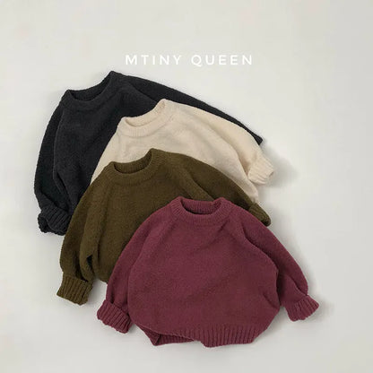 ニット・セーター キッズトップス スモーキーカラーシンプル長袖ニットセーター【mh0008021】