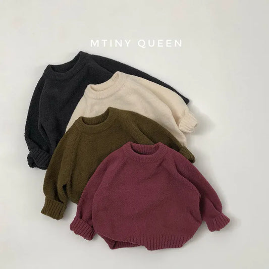 ニット・セーター キッズトップス スモーキーカラーシンプル長袖ニットセーター【mh0008021】