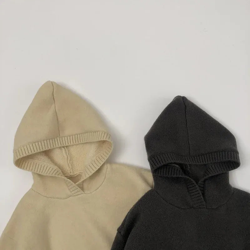 ニット・セーター キッズトップス 裏ファーフリースフーディニットプルオーバーセーター【mh0008022】