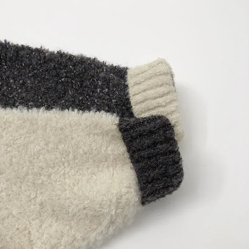 ニット・セーター キッズトップス もこもこバイカラーニットセータープルオーバー【mh0008023】