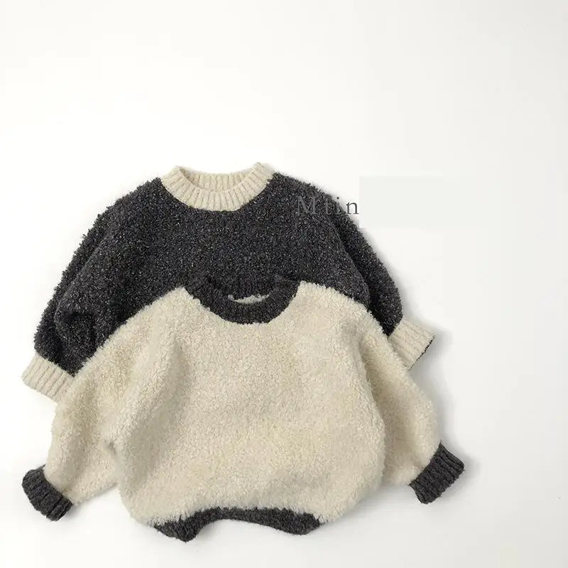 ニット・セーター キッズトップス もこもこバイカラーニットセータープルオーバー【mh0008023】