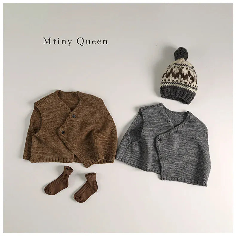 ノースリーブセットアップ キッズベスト/パンツ ニットアシメベスト/ニットワイドパンツ【mh0008335】