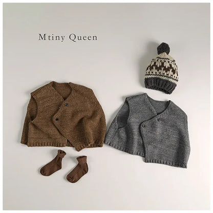 ノースリーブセットアップ キッズベスト/パンツ ニットアシメベスト/ニットワイドパンツ【mh0008335】