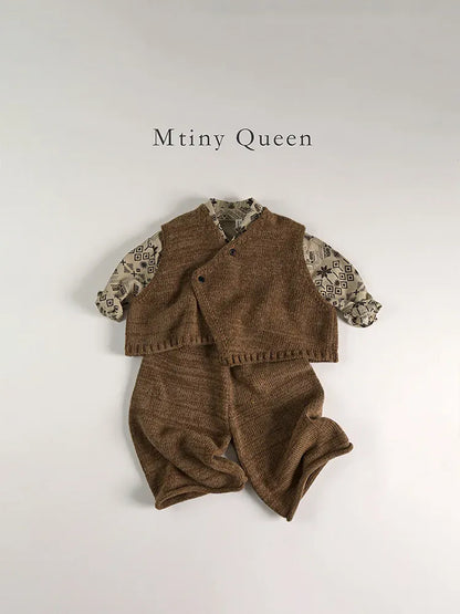 ノースリーブセットアップ キッズベスト/パンツ ニットアシメベスト/ニットワイドパンツ【mh0008335】