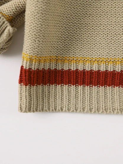 長袖シャツ・ブラウス キッズトップス レトロボーダーポロ襟ニットセーター【mh0008338】