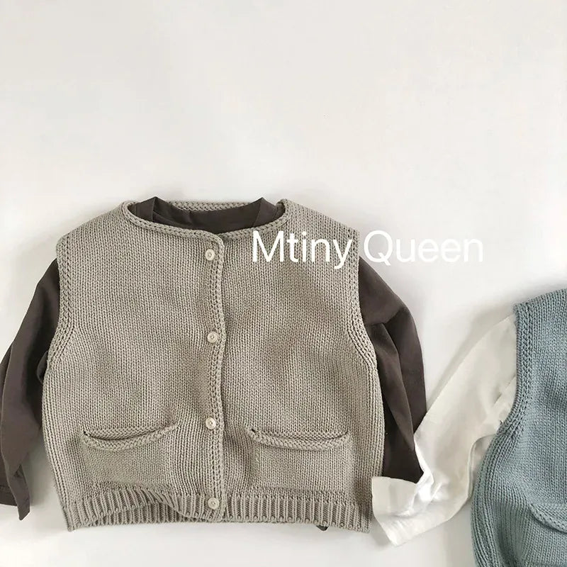 ベスト キッズベスト シンプル前あきニットベスト【mh0008350】