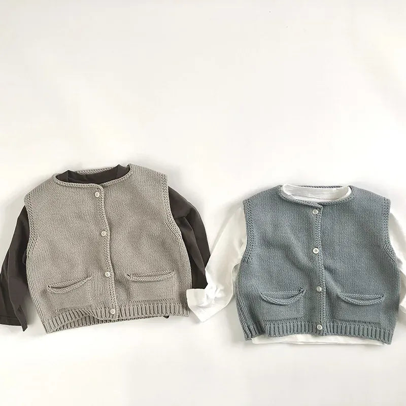 ベスト キッズベスト シンプル前あきニットベスト【mh0008350】