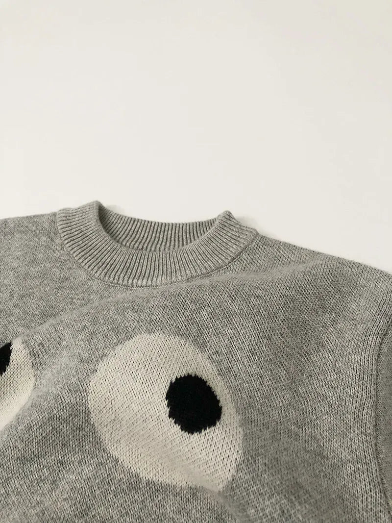 ニット・セーター キッズトップス ファニーフェイスデザインニット長袖セーター【mh0008411】