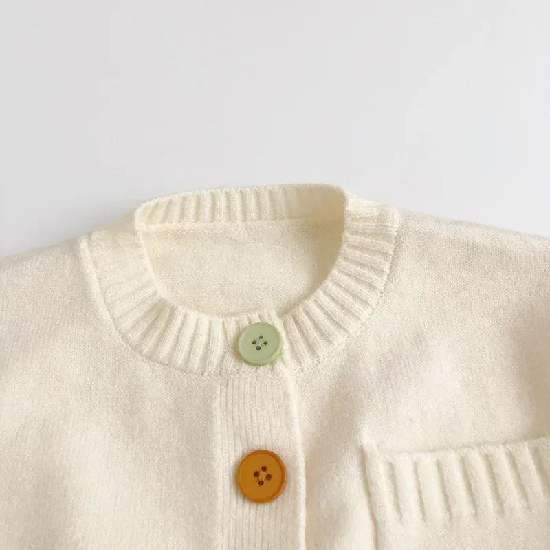 カーディガン・パーカー キッズカーディガン ボタンアクセントシンプルニットジャケット【mh0008949】