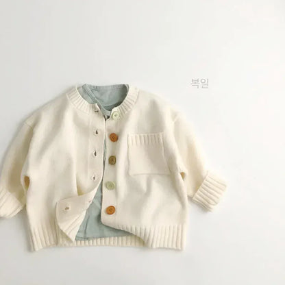 カーディガン・パーカー キッズカーディガン ボタンアクセントシンプルニットジャケット【mh0008949】