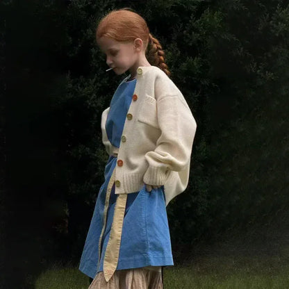 カーディガン・パーカー キッズカーディガン ボタンアクセントシンプルニットジャケット【mh0008949】