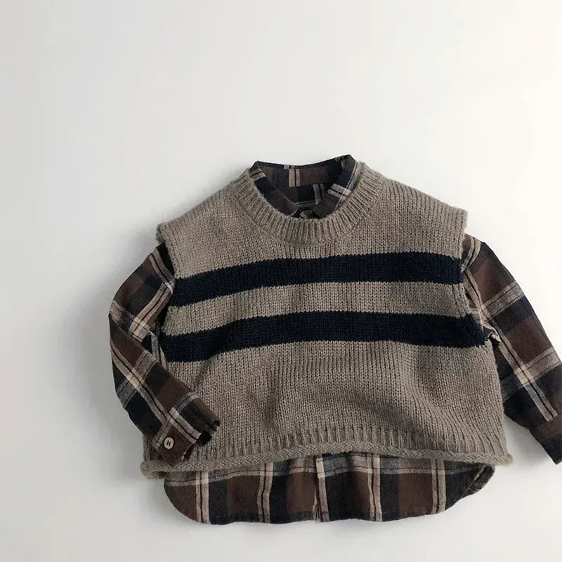 ベスト キッズベスト ボーダーニットジレベスト【mh0008950】