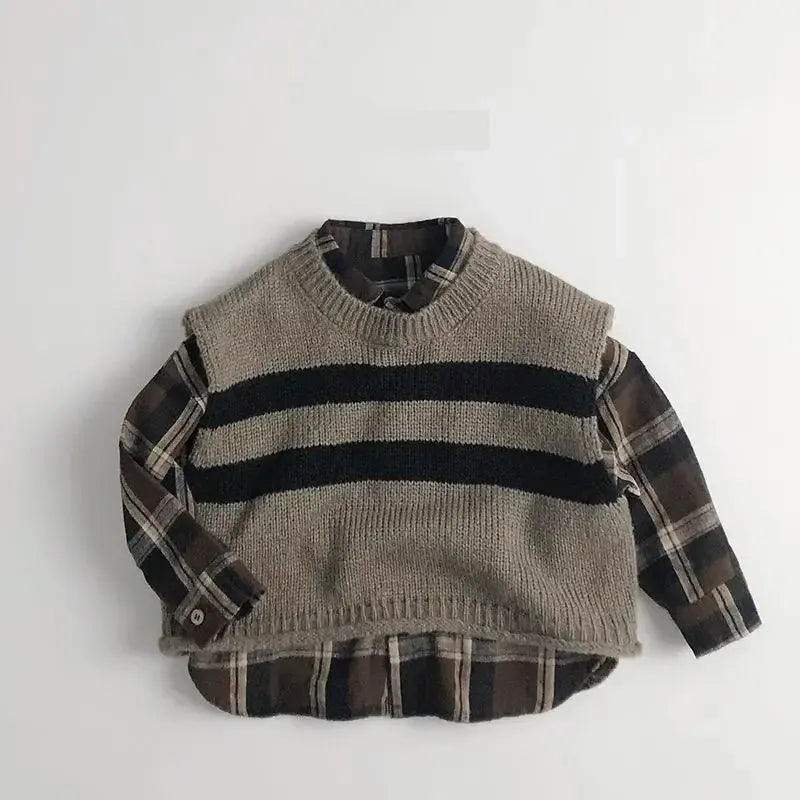 ベスト キッズベスト ボーダーニットジレベスト【mh0008950】