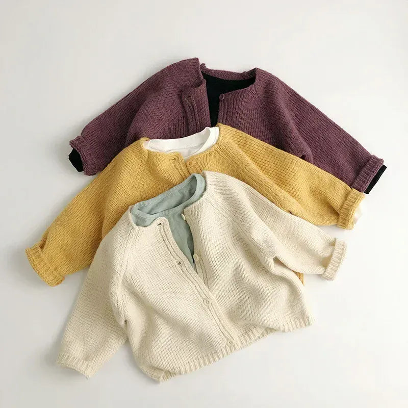 カーディガン・パーカー キッズカーディガン ざっくりニットシンプルカーディガンジャケット【mh0008951】