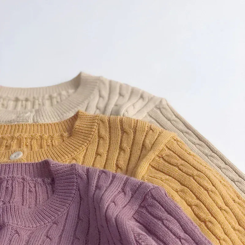 カーディガン・パーカー キッズカーディガン リブニットシンプル丸襟カーディガンジャケット【mh0008952】