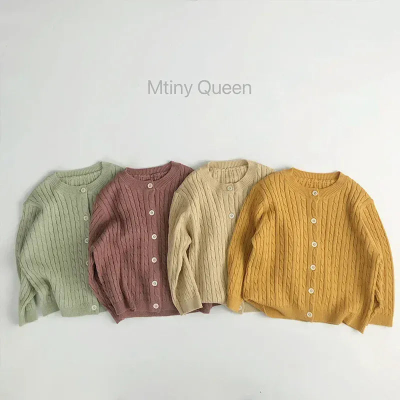 カーディガン・パーカー キッズカーディガン リブニットシンプル丸襟カーディガンジャケット【mh0008952】