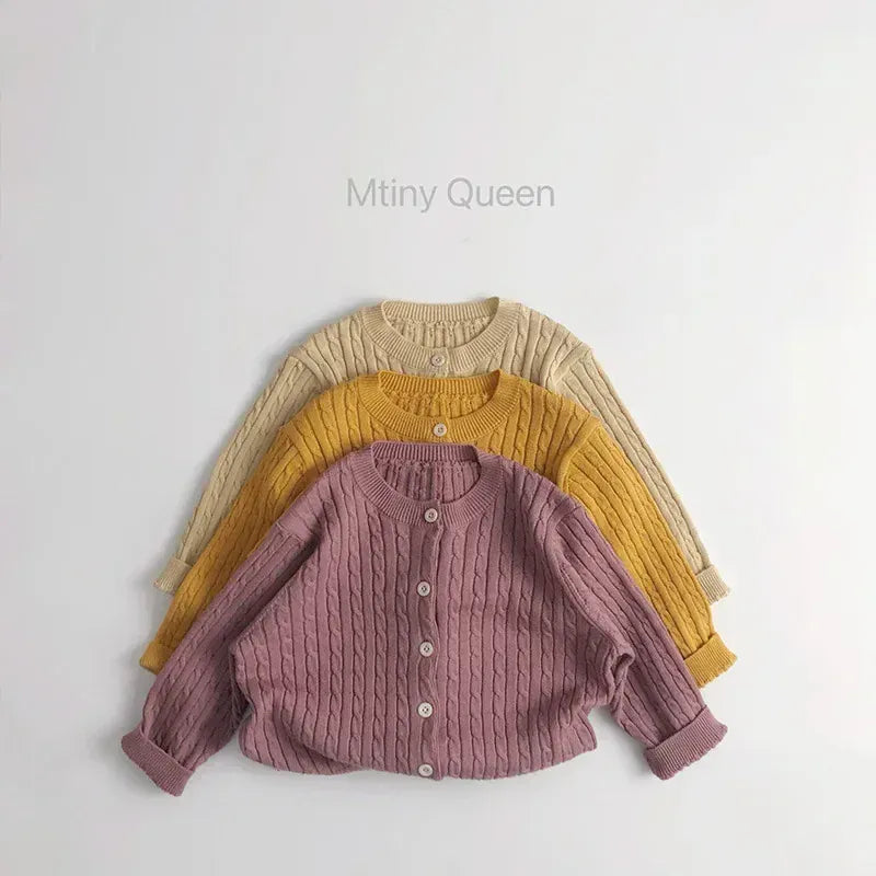 カーディガン・パーカー キッズカーディガン リブニットシンプル丸襟カーディガンジャケット【mh0008952】