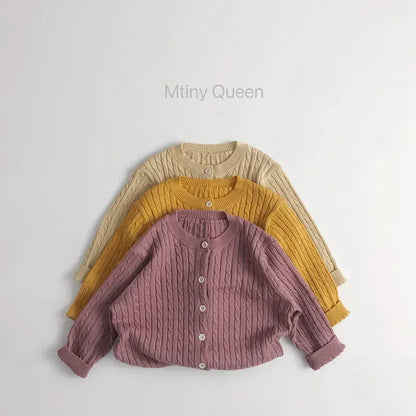 カーディガン・パーカー キッズカーディガン リブニットシンプル丸襟カーディガンジャケット【mh0008952】