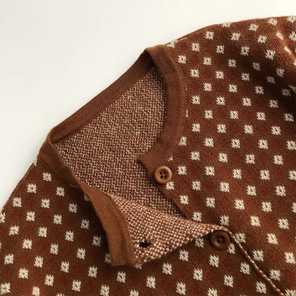 長袖セットアップ キッズカーディガン/ベスト/パンツ チェックニットセットアップ【mh0008955】