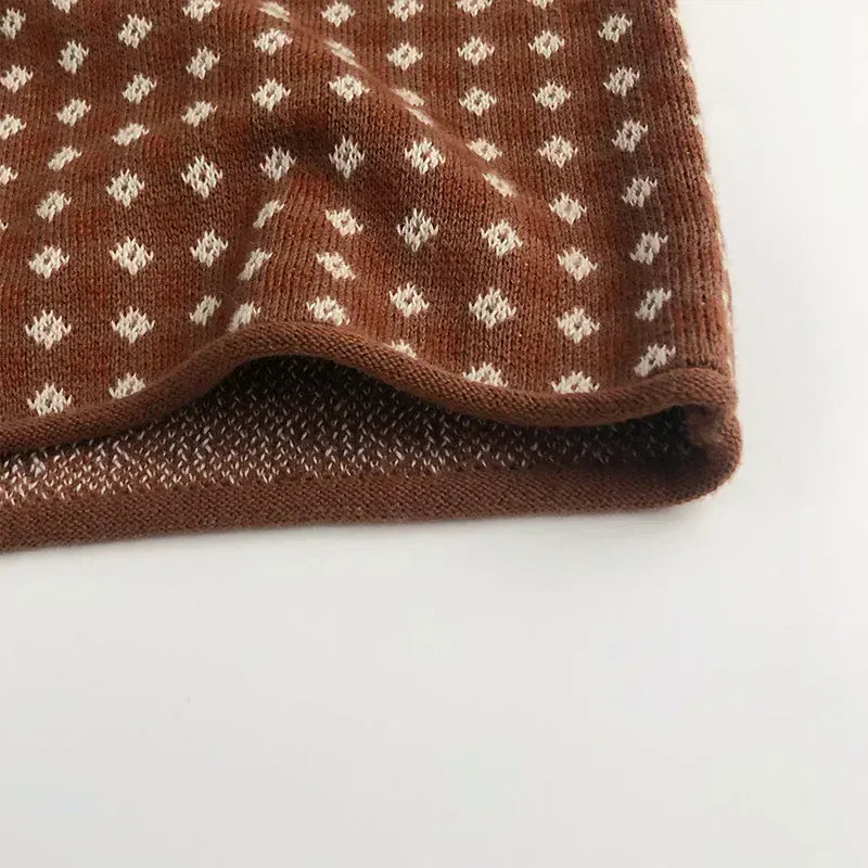 長袖セットアップ キッズカーディガン/ベスト/パンツ チェックニットセットアップ【mh0008955】