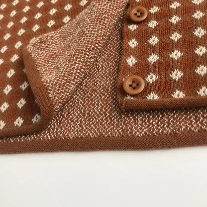 長袖セットアップ キッズカーディガン/ベスト/パンツ チェックニットセットアップ【mh0008955】