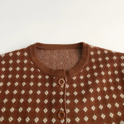 長袖セットアップ キッズカーディガン/ベスト/パンツ チェックニットセットアップ【mh0008955】