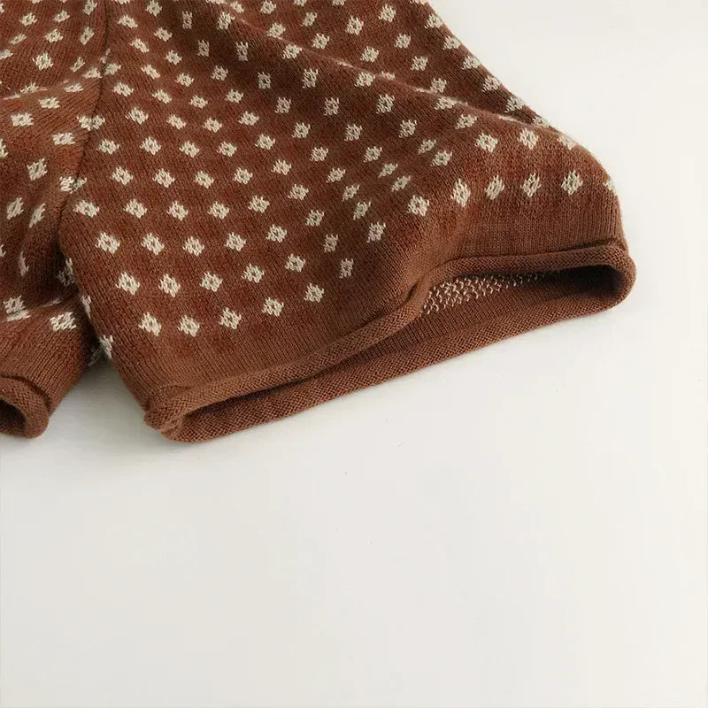 長袖セットアップ キッズカーディガン/ベスト/パンツ チェックニットセットアップ【mh0008955】