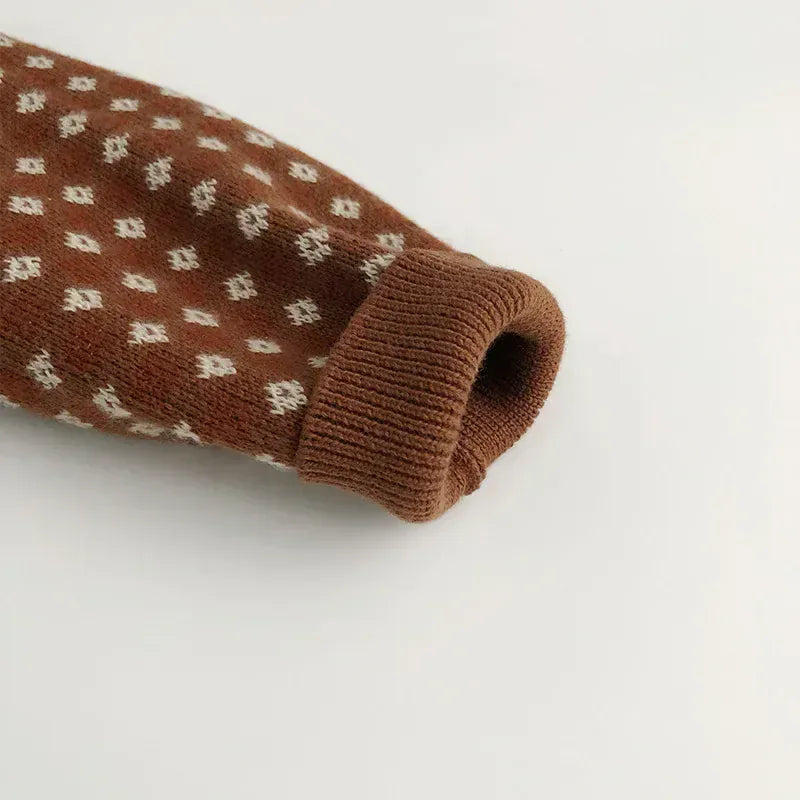 長袖セットアップ キッズカーディガン/ベスト/パンツ チェックニットセットアップ【mh0008955】