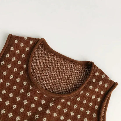 長袖セットアップ キッズカーディガン/ベスト/パンツ チェックニットセットアップ【mh0008955】