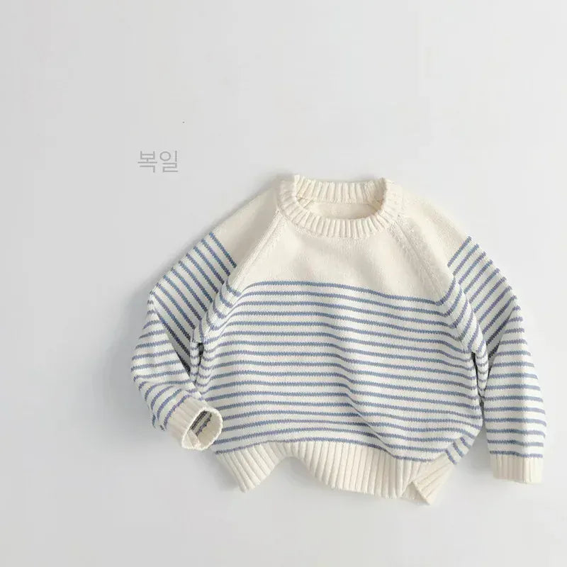 ニット・セーター キッズトップス マリンボーダーニットざっくり長袖セーター【mh0008956】