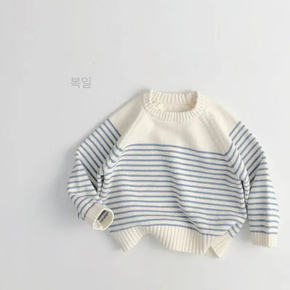 ニット・セーター キッズトップス マリンボーダーニットざっくり長袖セーター【mh0008956】