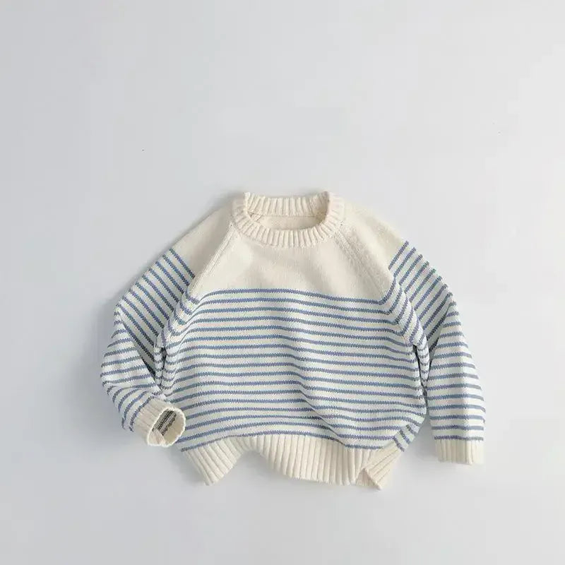 ニット・セーター キッズトップス マリンボーダーニットざっくり長袖セーター【mh0008956】