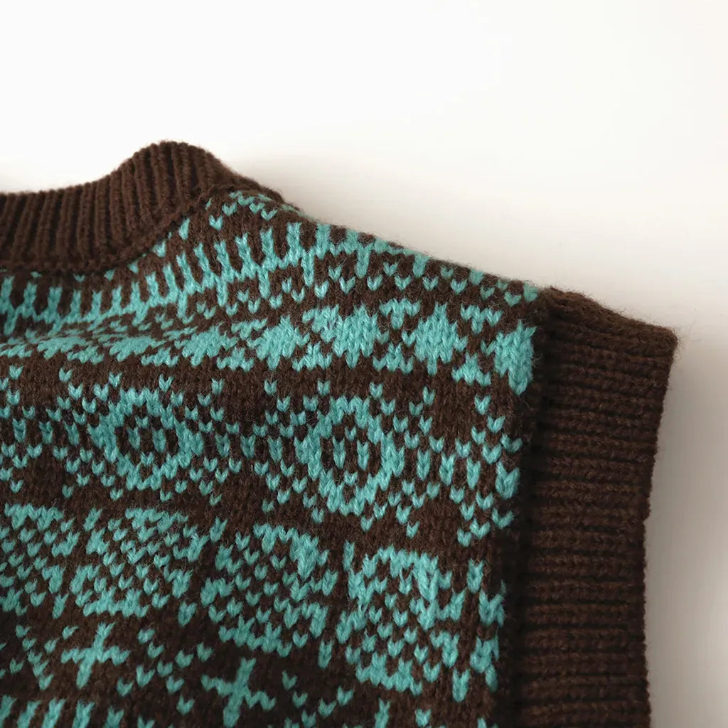 ベスト 北欧風柄ニットベスト【mh0011089】