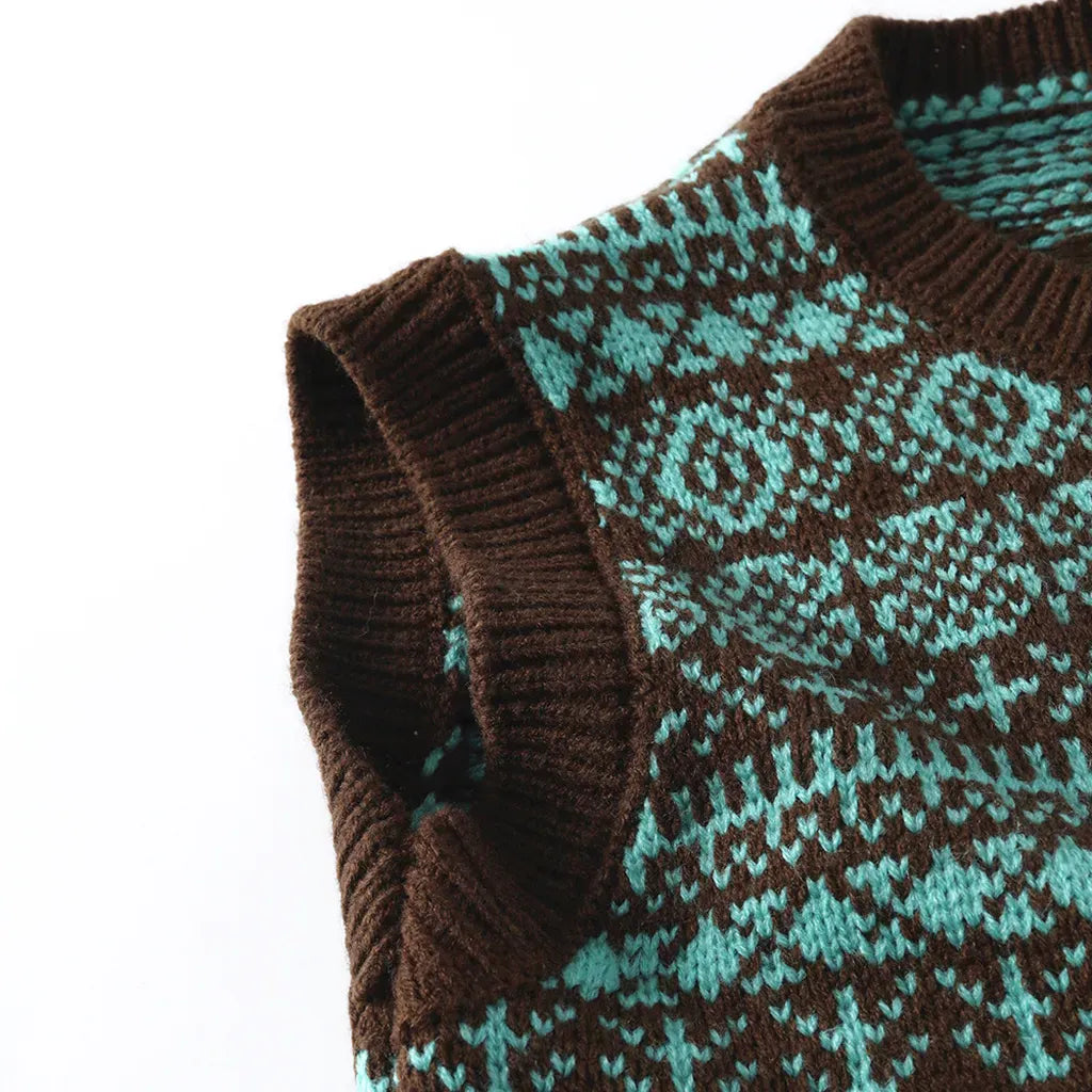 ベスト 北欧風柄ニットベスト【mh0011089】