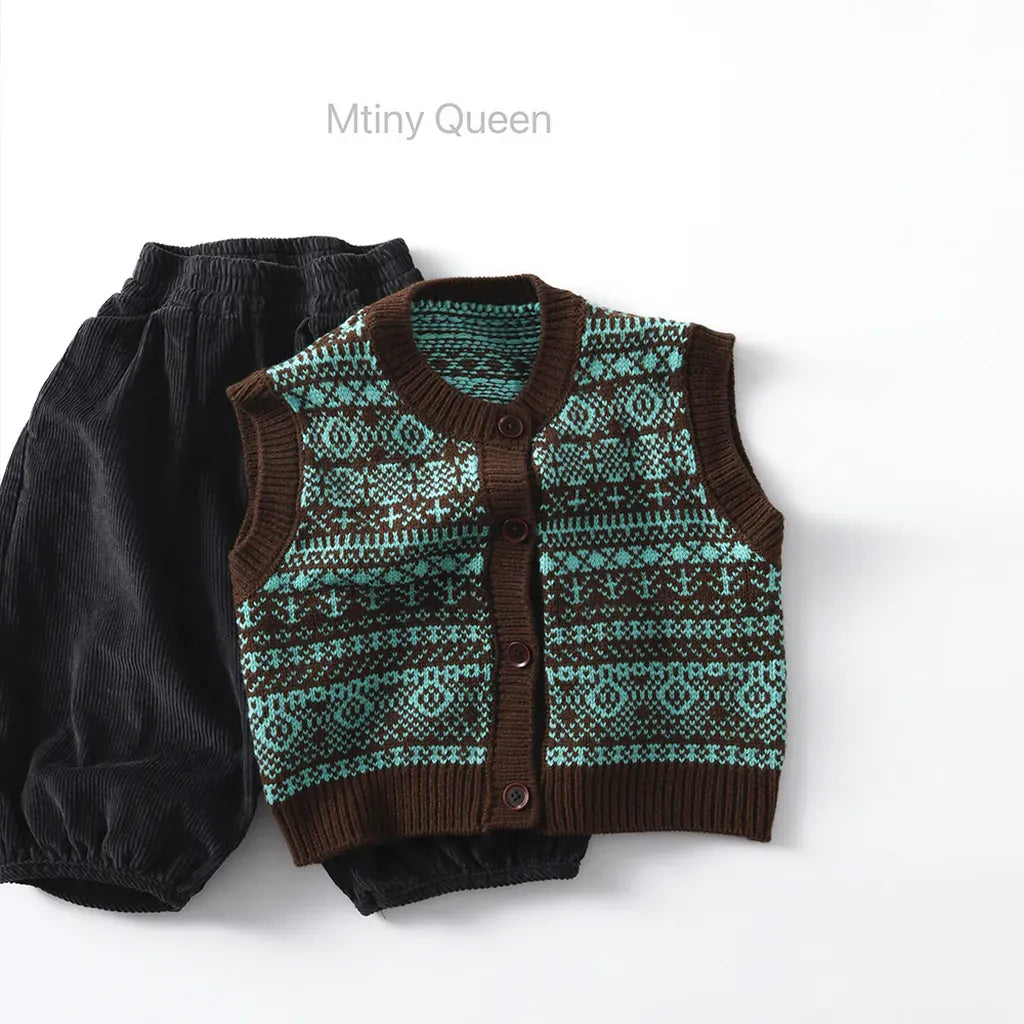 ベスト 北欧風柄ニットベスト【mh0011089】
