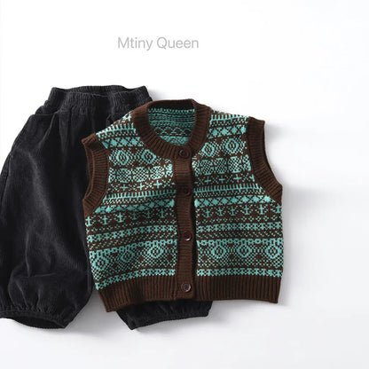 ベスト 北欧風柄ニットベスト【mh0011089】