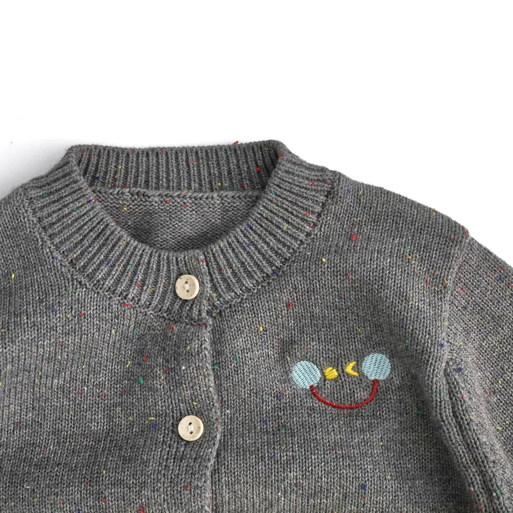 カーディガン・パーカー ネップ刺繍クルーネックカーディガン【mh0011278】