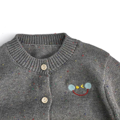 カーディガン・パーカー ネップ刺繍クルーネックカーディガン【mh0011278】